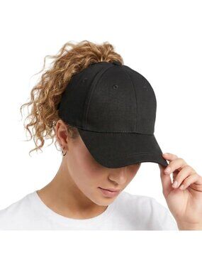 〽️Women Cotton Black High Ponytail Baseball Cap Trucker Bad Hair Day Adjustable